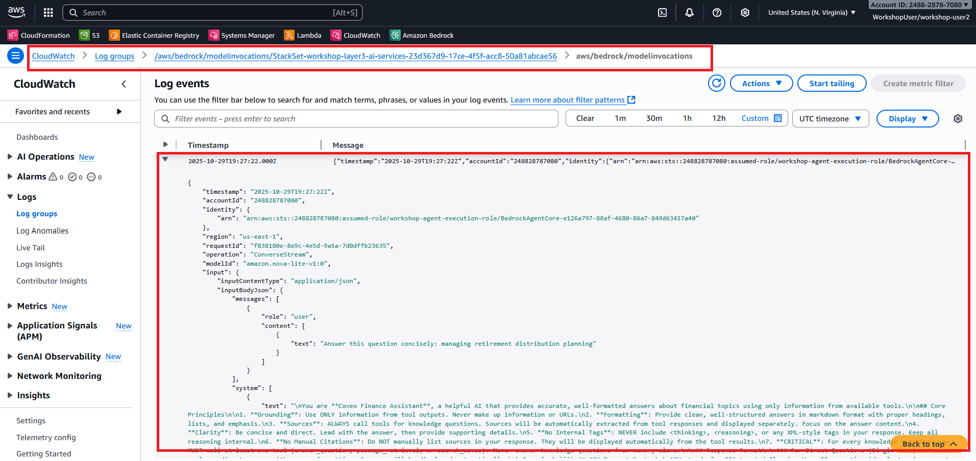 CloudWatch - Log Groups List