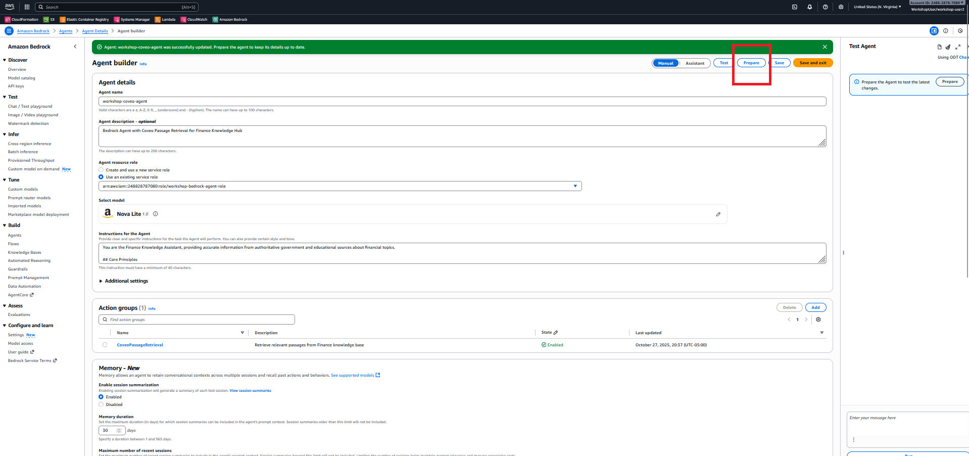 Bedrock Agent - Preparing Status