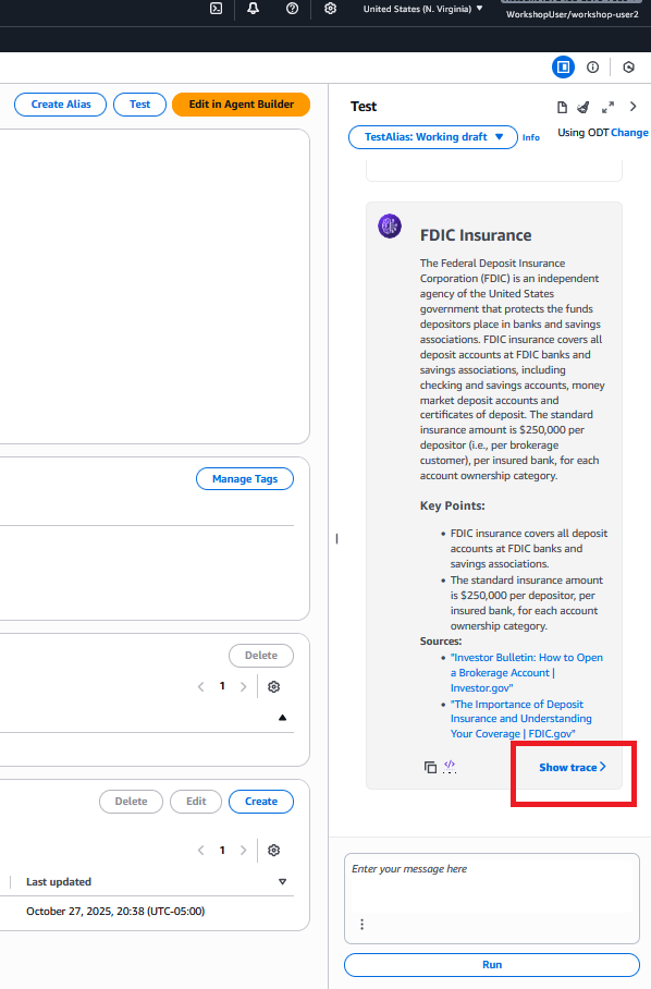 Bedrock Console - Test Query Response