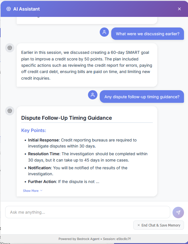 Context recollection with Bedrock Agent