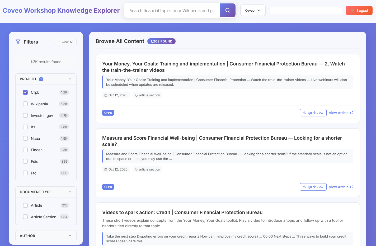 Facets Sidebar - Filter Options