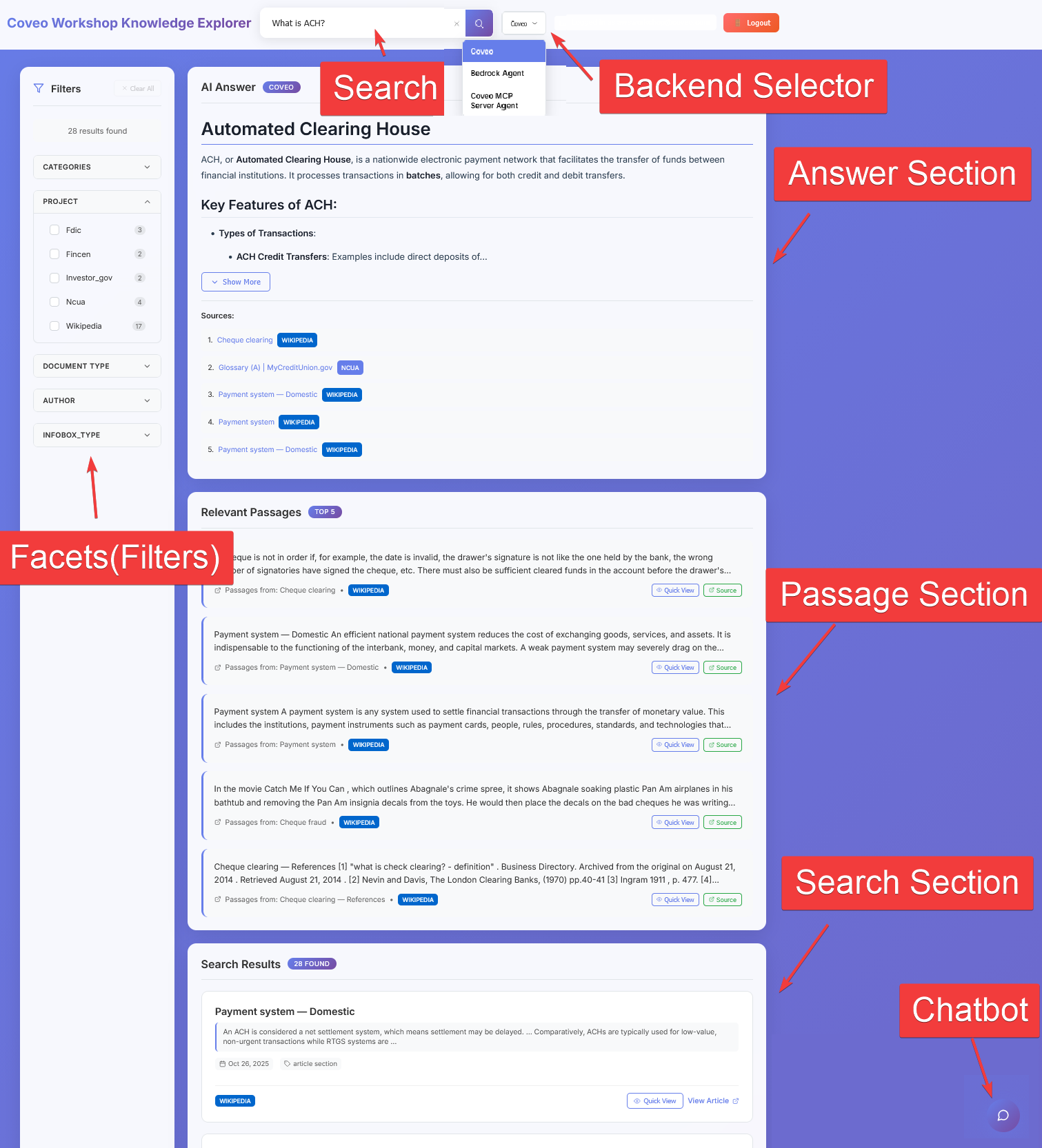 Workshop UI - Main Interface with Backend Selector